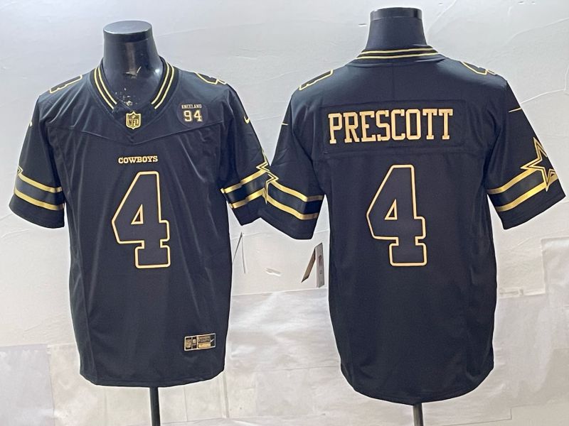 Men 2026 Dallas Cowboys #4 Prescott Black gold 6th generation Nike Limited NFL Jersey style 06->dallas cowboys->NFL Jersey